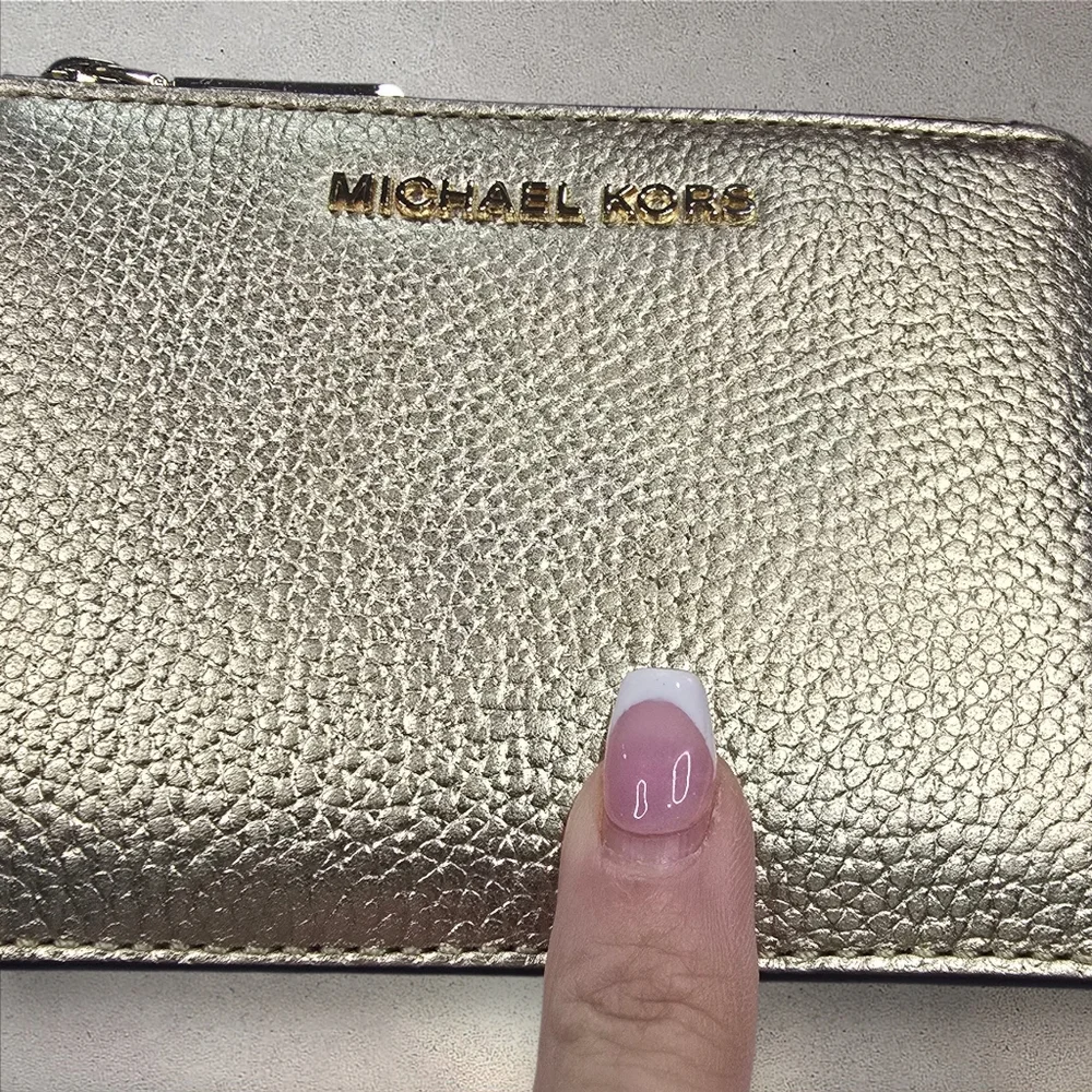 Michael Kors Jet Set‎ Small Metallic Gold Leather Coin Purse Wallet